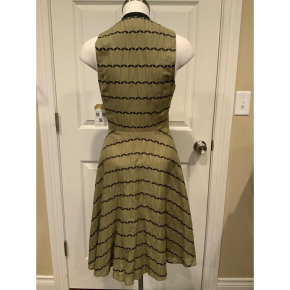 Postmark Green & Navy Blue Embroidered Striped Button-Up Dress Size 2 - Picture 5 of 8